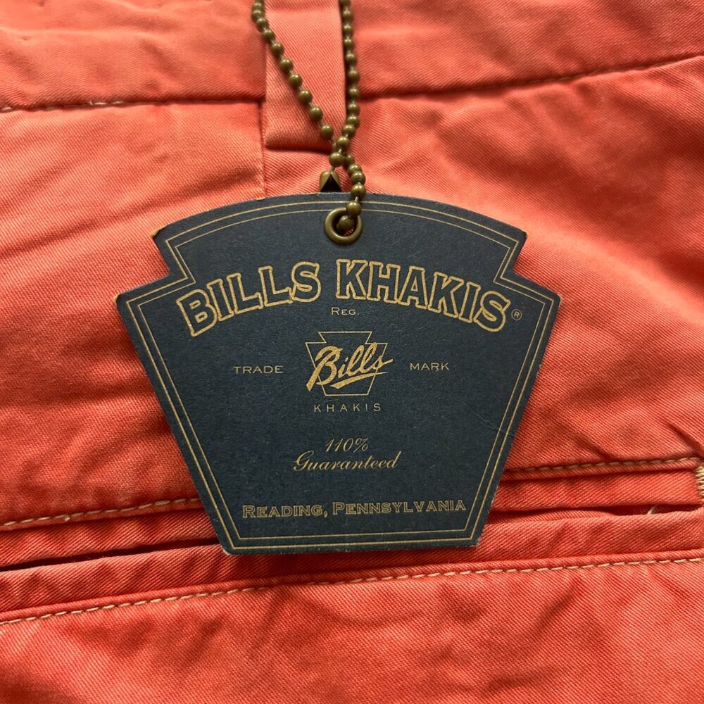 Bills Khakis Chino Pants Mens 34x32.5 Salmon Coral Made in USA Straight - Picture 7 of 12